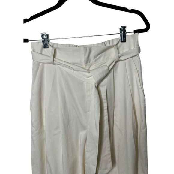 Aiifos Pauline Pants Size S High Rise Pleated Off-White Tie Waist Neutral - Picture 6 of 12